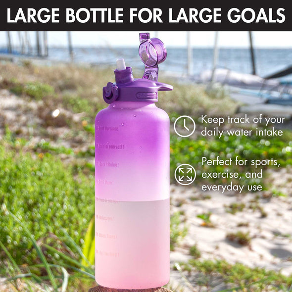 Half Gallon Motivational Time Marker Bottle With Straw & Leakproof Lid - Primula