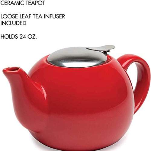 Oxford Ceramic Teapot and Stainless Steel Mesh Infuser details