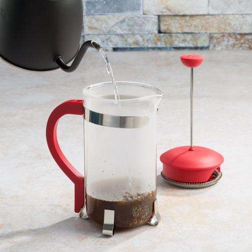 Classic 8 Cup Coffee Press adding water to coffee