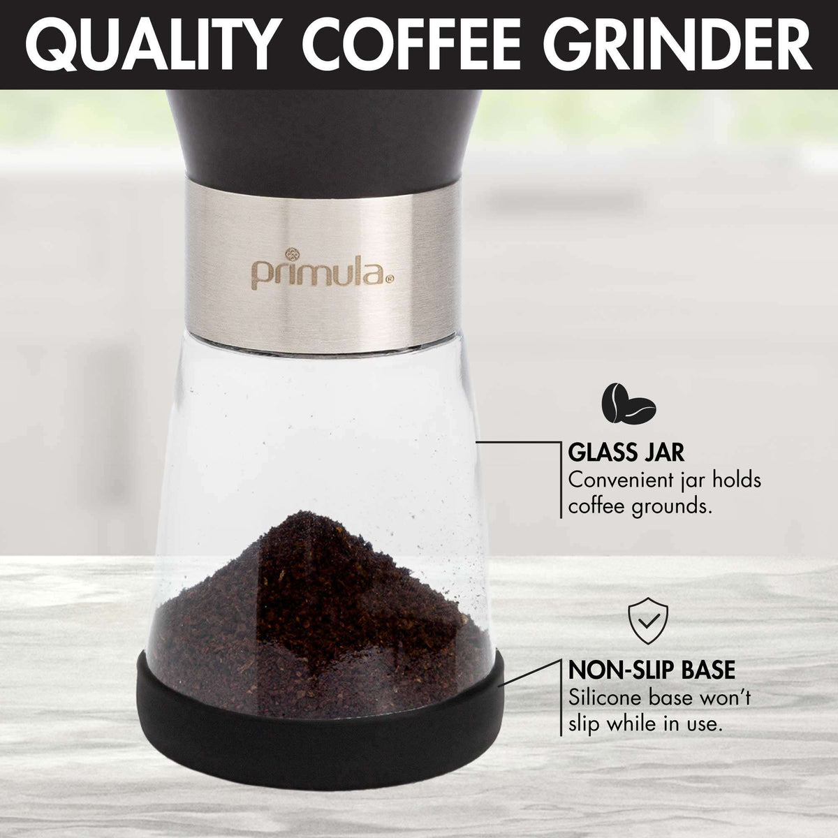 Adjustable Burr Coffee Grinder - Stainless Steel / Ceramic Mill - Primula