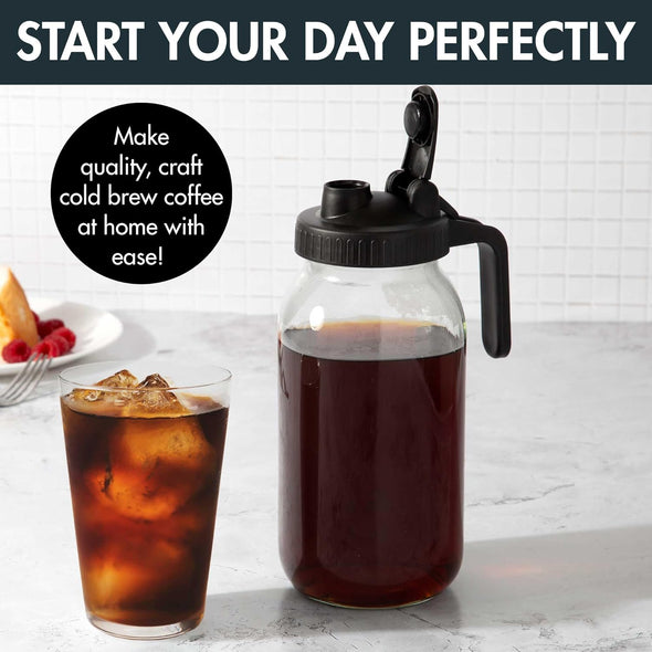 Glass Mason Jar Cold Brew Coffee Maker, 2Qt - Primula