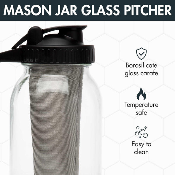 Glass Mason Jar Cold Brew Coffee Maker, 2Qt - Primula