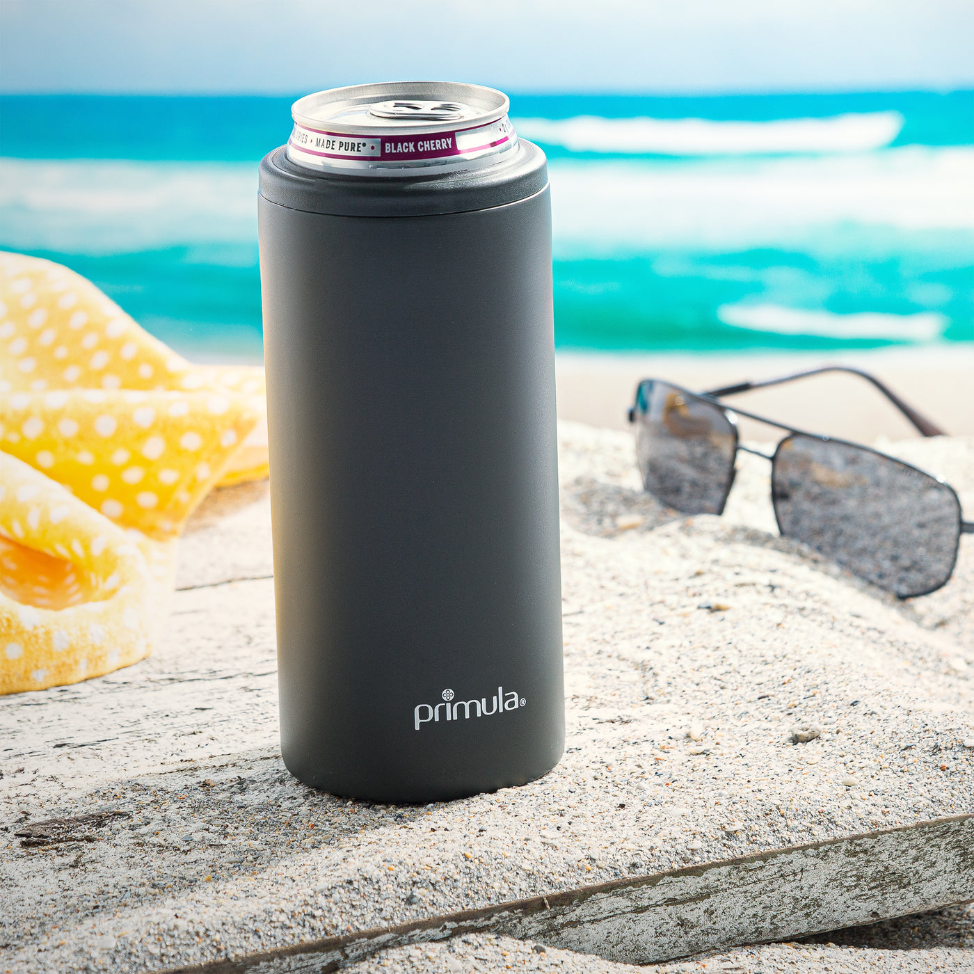 Primula Slim Can Stainless Steel Vacuum Insulated Coozie - Keeps 12oz Cans Cold For Hours, Blue