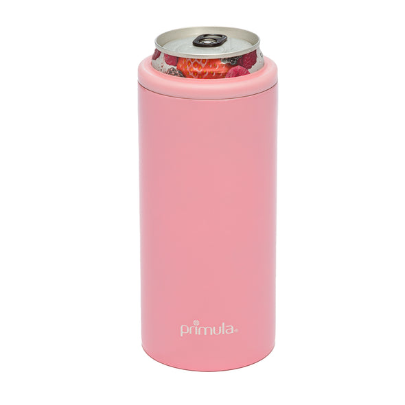 Slim Can Cooler Double Wall Insulated SS Bottle w Built in Handle/Ring Lid