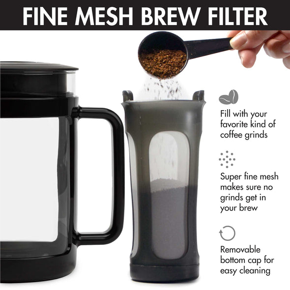 Logan Cold Brew Maker, 51oz, Removable Fine Mesh Brew Filter - Primula