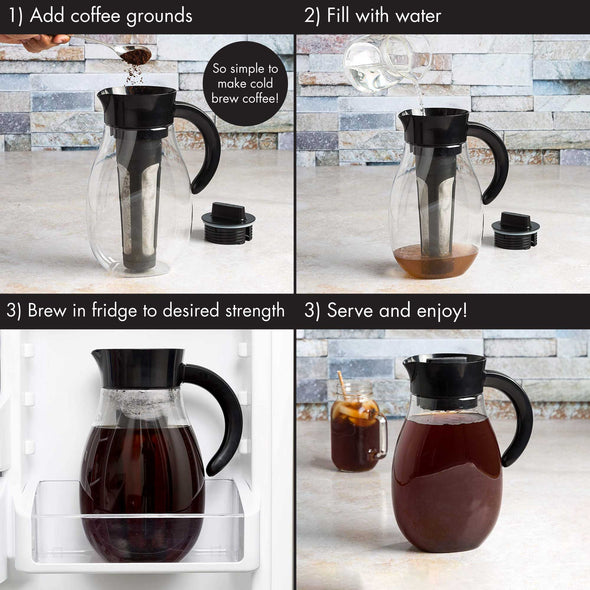 Flavor Up Infusion Pitcher, 2.7 Qt, Cold Brew Pitcher, Leak-Proof - Primula