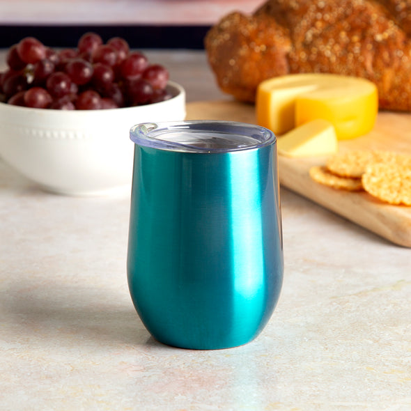 Stemless Wine Cup, 12 oz, Double Wall Stainless Steel with Easy-Sip Lid – Primula