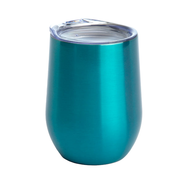 Stemless Wine Cup, 12 oz, Double Wall Stainless Steel with Easy-Sip Lid – Primula