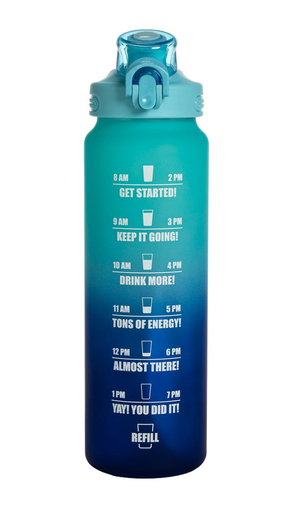 Motivational Water Bottle, 32 oz, Time Marker Bottle with Straw and Leakproof Flip-Top Lid – Primula