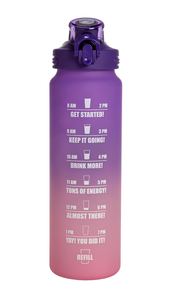 Motivational Water Bottle, 32 oz, Time Marker Bottle with Straw and Leakproof Flip-Top Lid – Primula