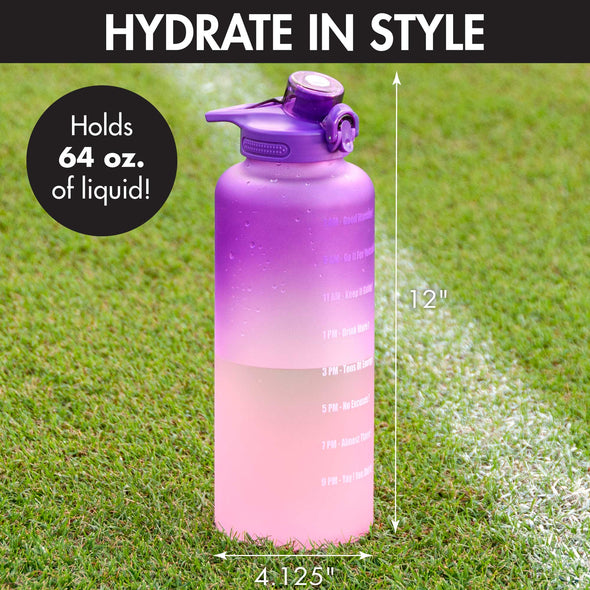 Half Gallon Motivational Time Marker Bottle With Straw & Leakproof Lid - Primula