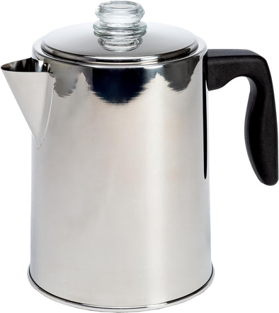 Stainless Steel Stovetop Percolator, Polished Silver, Reusable Filter Basket, 8 Cup - Primula