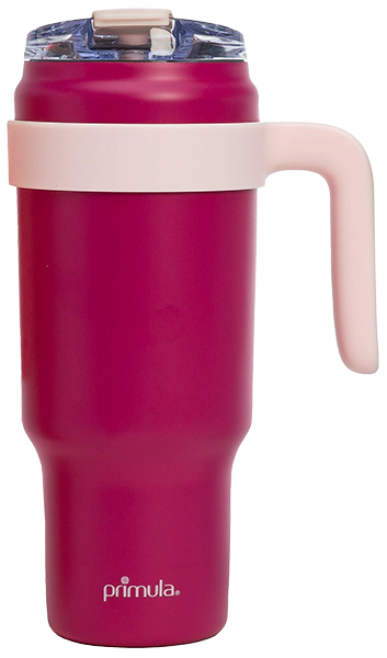 40 oz Large Insulated Stainless Steel Tumbler with Handle & Straw - pink