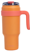 40 oz Large Insulated Stainless Steel Tumbler with Handle & Straw - orange