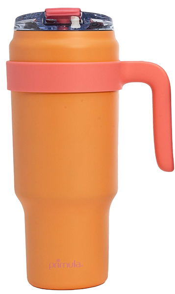 40 oz Large Insulated Stainless Steel Tumbler with Handle & Straw - orange