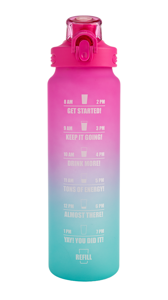 Motivational Water Bottle, 32 oz, Time Marker Bottle with Straw and Leakproof Flip-Top Lid – Primula