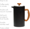 Grant French Press with features on white background