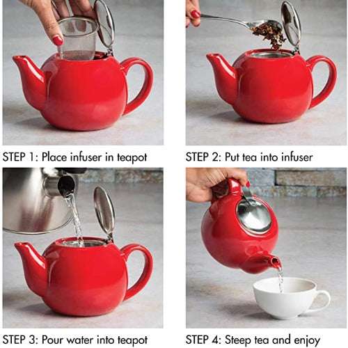 Oxford Ceramic Teapot and Stainless Steel Mesh Infuser steps