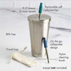 Collapsible Stainless Steel Straws with Silicone Tips, Cleaning Brush, Travel Bag details