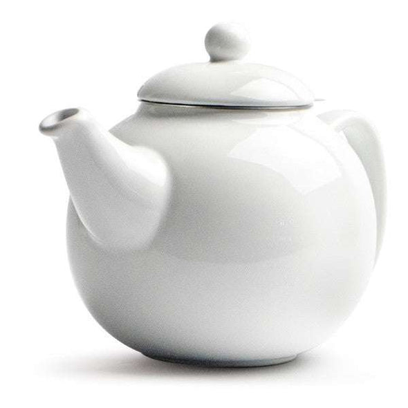 Ceramic teapot with Stainless Steel Infuser on white background
