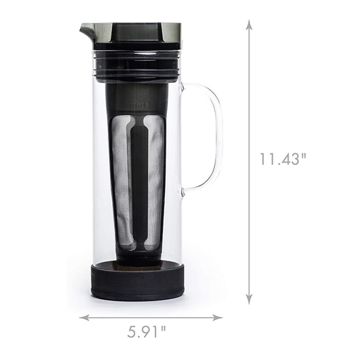Cold Brew Carafe dimensions on white background