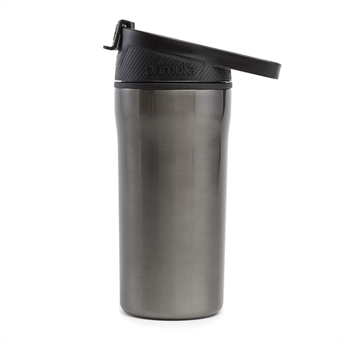 Primula Commuter Thermal Coffee Mug Water Bottle with Multifunction Carabiner Lid, 16 oz, Gunmetal