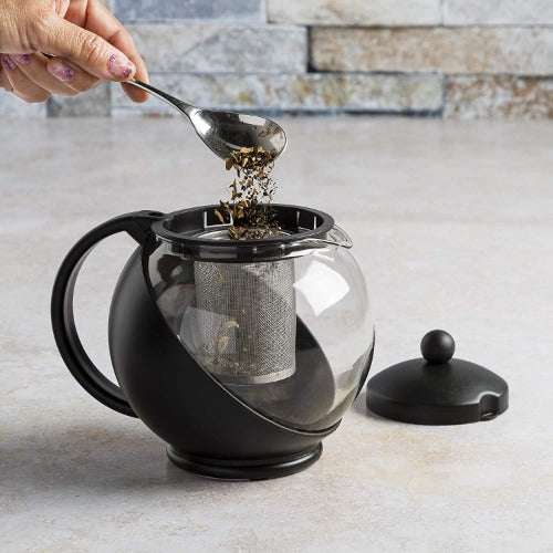 LW Half Moon Glass Teapot With Removable Infuser, 25 Fl Ounces