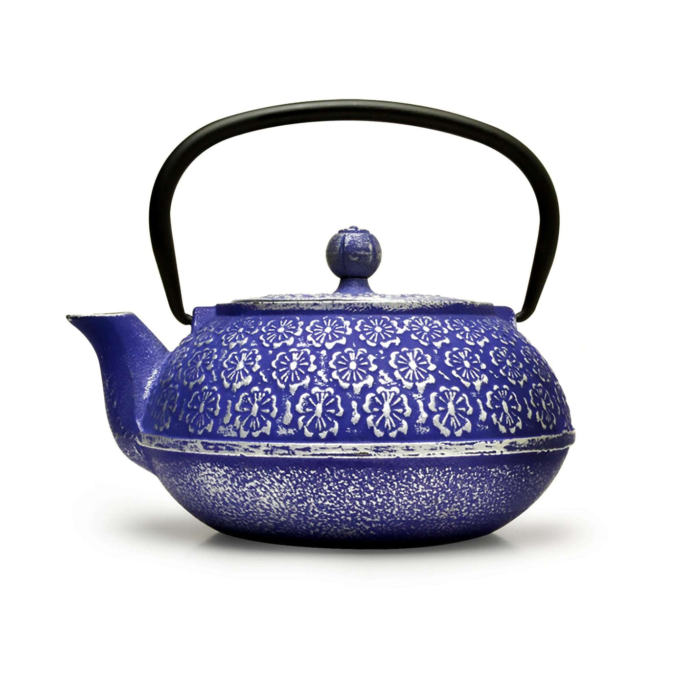 Primula Floral 34 oz. Blue Cast Iron Japanese Teapot