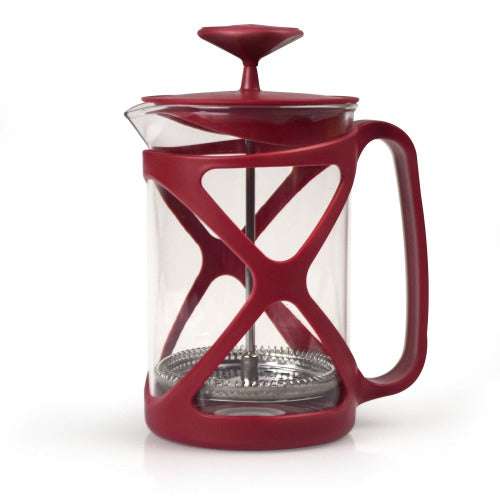 Red Tempo Coffee Press on white background