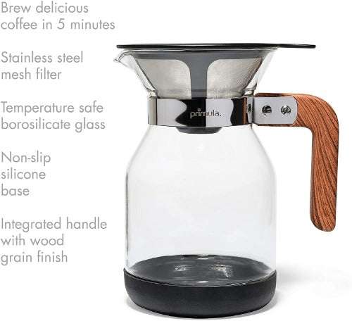 BODUM #157 Pour Over Glass Carafe Filter Coffee Maker Cork Collar with  Basket