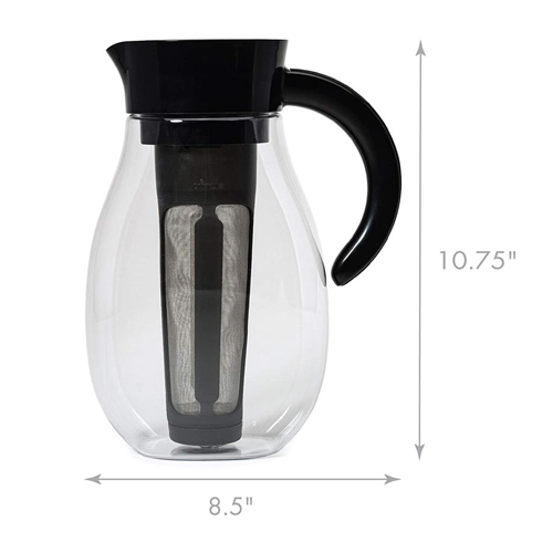 The FlavorUp Infusion/Cold Brew Pitcher is 10.75" x 8.5"