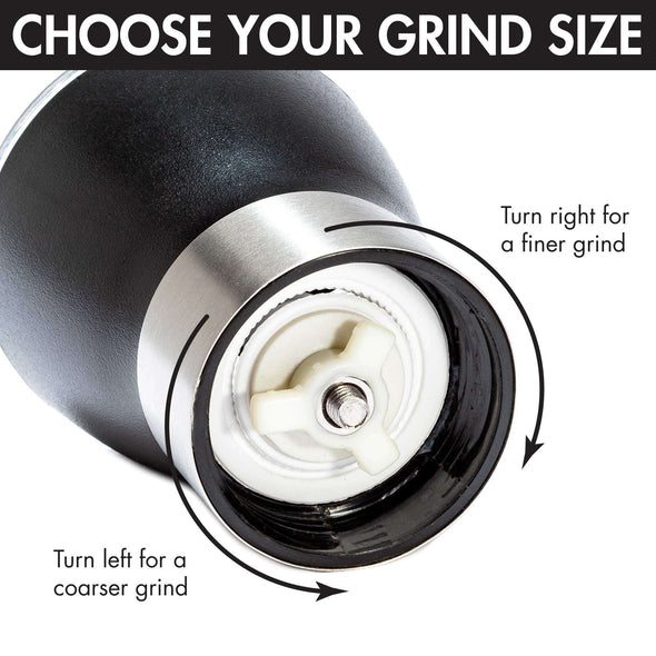 Adjustable Burr Coffee Grinder - Stainless Steel / Ceramic Mill - Primula side view