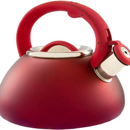 Red Avalon tea kettle on white background