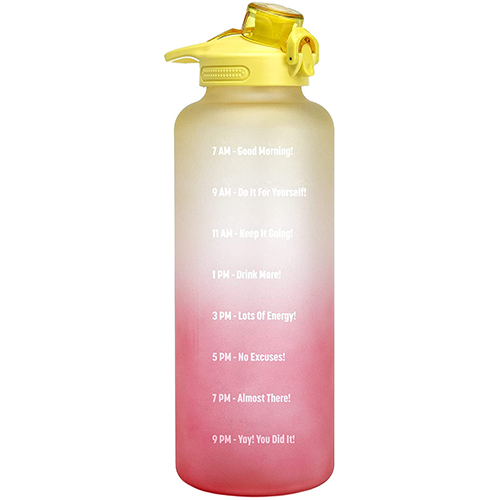 Half Gallon Motivational Time Marker Bottle With Straw & Leakproof Lid Yellow/Orange - Primula