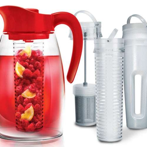 Glass Fruit Infuser Water Pitcher with Removable Lid, High Heat Resistance  Infusion Pitcher for Hot/Cold Water, Flavor-Infused Beverage & Iced Tea - 2